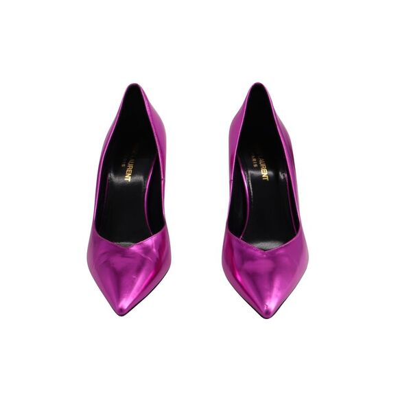 Saint Laurent Kiki 85 Metallic Pumps in Pink Leather - Picture 2 of 8